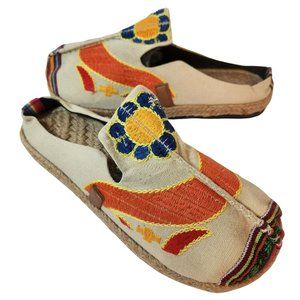Embroidered Canvas Slip On Espadrille Flats Women's Sz 43 10.5 US New w/o Tag